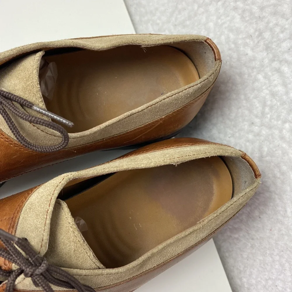 Vintage Polo Ralph Lauren Shoes Mens Size 10.5 D Brown Tan Oxford Derby Two Tone
